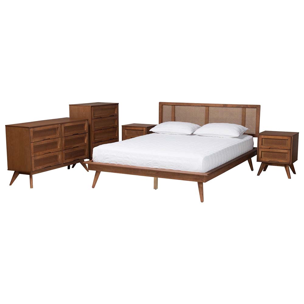 Baxton Studio Nura Mid century Modern 5 piece Bedroom Set